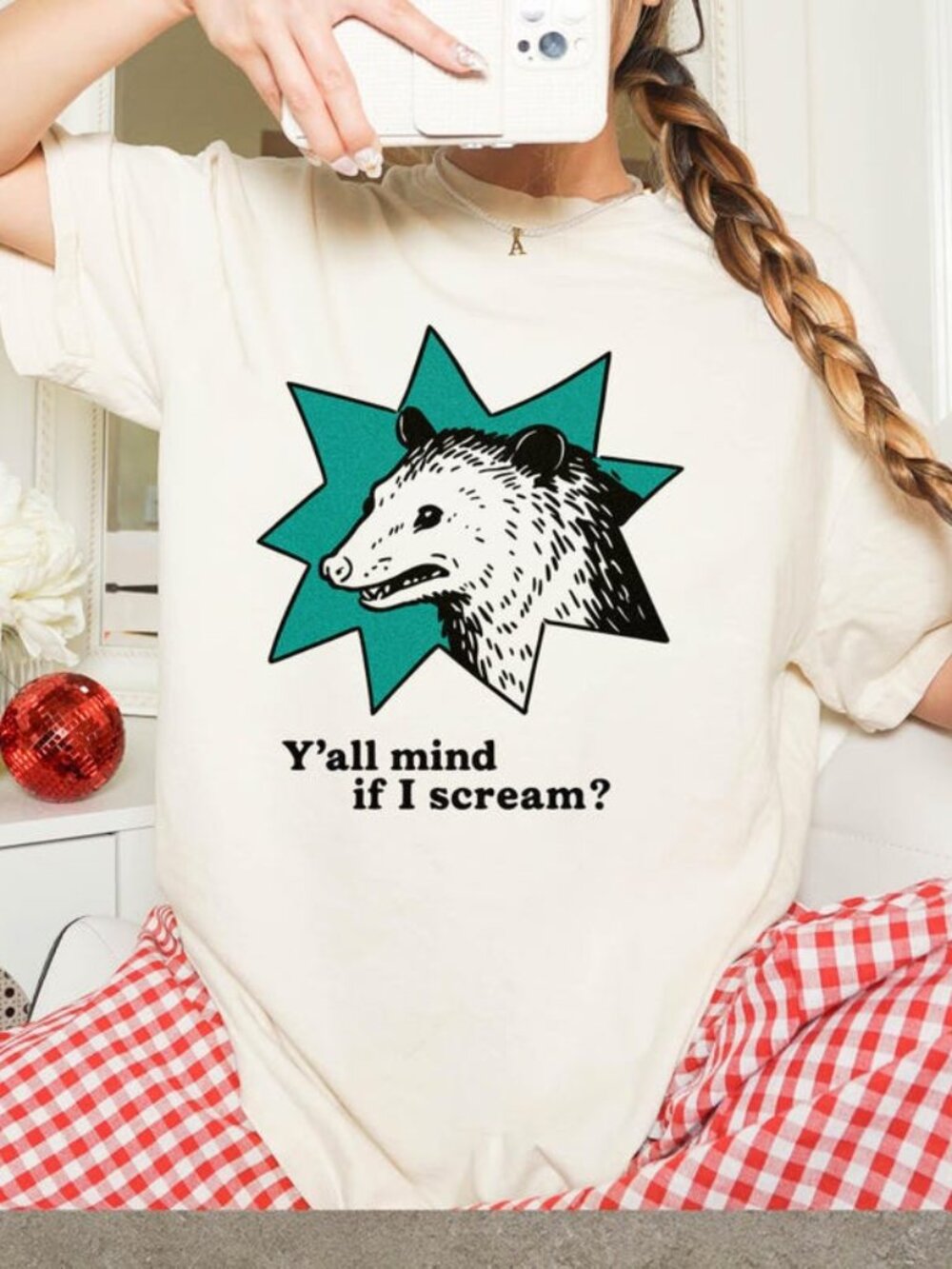 Y'all Mind If I Scream Shirt, Sarcastic Animal Graphic Tee - Picture 1 of 4